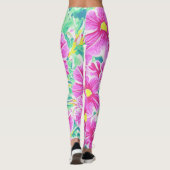 Hübsche rosa gelbe weiße u. grüne BlumenLeggings Leggings (Rückseite)