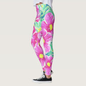 Hübsche rosa gelbe weiße u. grüne BlumenLeggings Leggings (Links)