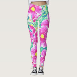 Hübsche rosa gelbe weiße u. grüne BlumenLeggings Leggings