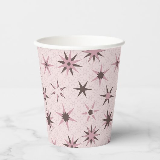 Hübsche rosa Geo-Sterne - Muster. Pappbecher (Vorderseite)