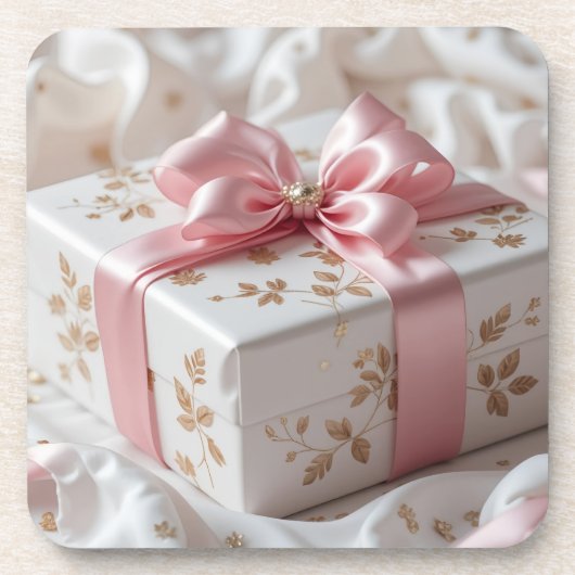 hübsche rosa Geschenkbox Getränkeuntersetzer (Vorderseite)