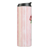 Hübsche rosa gestreifte Rosen Blumen Thermosbecher (Nach links gedreht)