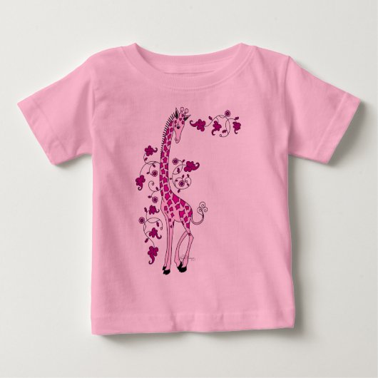 Hübsche Rosa Giraffe Baby T-shirt (Vorderseite)