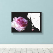 Hübsche Rosa-Girl-Modeerscheinung Leinwanddruck (Insitu (Holzboden))