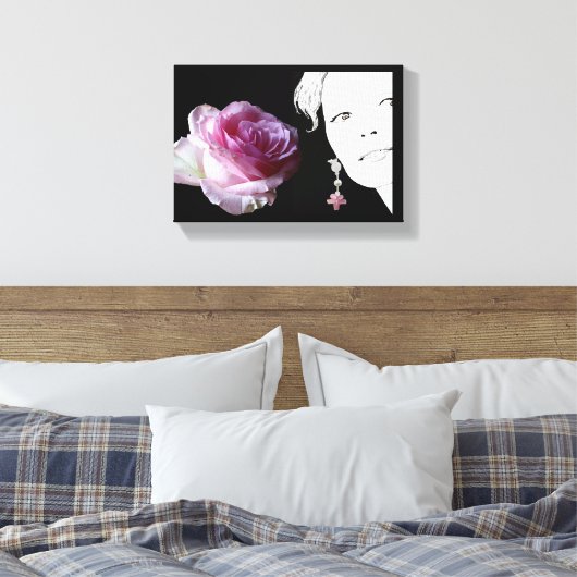 Hübsche Rosa-Girl-Modeerscheinung Leinwanddruck (Insitu (Schlafzimmer))