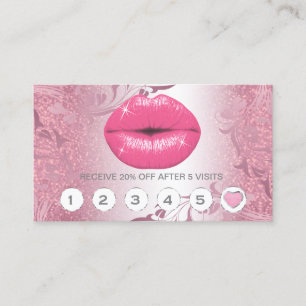 Hübsche rosa Glitzer-Lippenloyalitäts-Karten Treuekarte