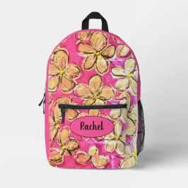 Hübsche Rosa-Gold-Blume Bedruckter Rucksack