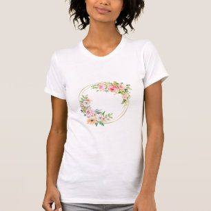 Hübsche Rosa & Gold Blume Wreath Women T-Shirt
