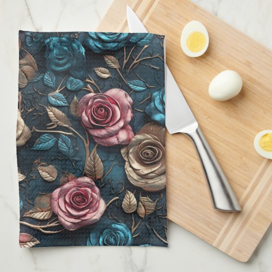 Hübsche Rosa-Gold-Rose Geschirrtuch (Viertel Falte)