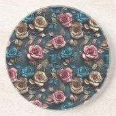 Hübsche Rosa-Gold-Rose Getränkeuntersetzer (Vorne)