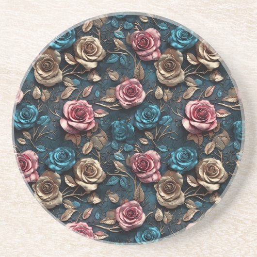 Hübsche Rosa-Gold-Rose Getränkeuntersetzer (Vorne)