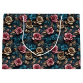 Hübsche Rosa-Gold-Rose Große Geschenktüte (Vorderseite)