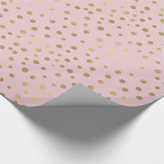 Hübsche rosa Goldconfetti-Punkte Geschenkpapier (Ecke)