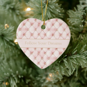 Hübsche rosa goldene Quadrate Weihnachten Keramik Ornament