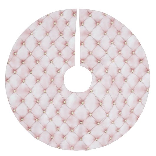 Hübsche rosa goldene Quadrate Weihnachten Polyester Weihnachtsbaumdecke (Vorderseite)