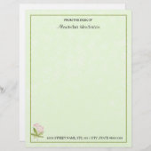 Hübsche rosa grüne Watercolor-Wildblume mit Namen Briefbogen (Vorne/Hinten)