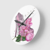 Hübsche Rosa-hallo Fersen-Rose Runde Wanduhr (Winkel)
