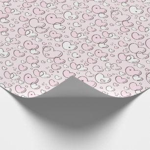 Hübsche rosa handgezeichnete Blasenherzen Valentin Geschenkpapier