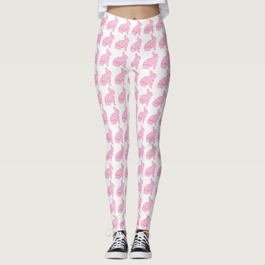 Hübsche rosa Häschen Ostern Leggings (Vorderseite)