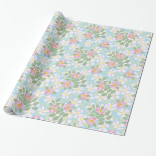 Hübsche rosa Heckenrosen auf himmelblauem Geschenk Geschenkpapier