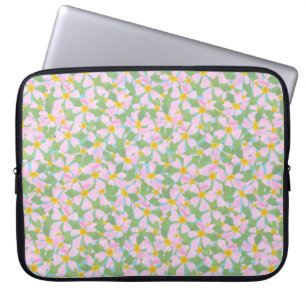 Hübsche rosa Heckenrosen auf himmelblauer Laptop-H Laptopschutzhülle
