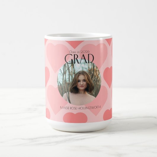Hübsche rosa Herzen Abschlussfeier Kaffeetasse (Mittel)