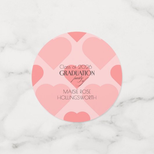 Hübsche rosa Herzen Abschlussfeier Konfetti (Klein Rückseite)