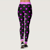 Hübsche rosa Herzen auf BLACK Leggings (Rückseite)