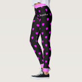 Hübsche rosa Herzen auf BLACK Leggings (Links)