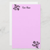Hübsche rosa Herzen auf schwarzen, gekreuzten Zwei Briefpapier (Vorne/Hinten)
