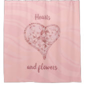 Hübsche rosa Herzen und Blume Duschvorhang (Vorderseite)