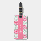 Hübsche rosa Hibiskus-Blumen Gepäckanhänger (Vorderseite vertikal)