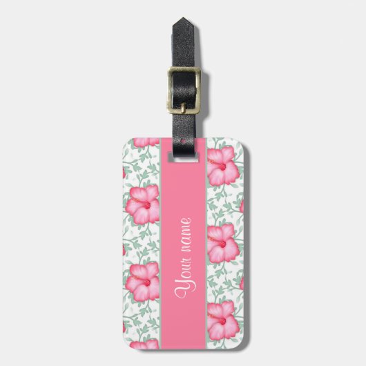 Hübsche rosa Hibiskus-Blumen Gepäckanhänger (Vorderseite vertikal)