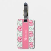 Hübsche rosa Hibiskus-Blumen Gepäckanhänger (Rückseite vertikal)