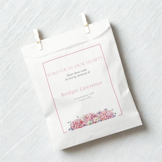 Hübsche rosa Hortensien Trauer-Samenpackung Geschenktütchen