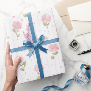 Hübsche rosa Hortensienblüten Brautparty Geschenkpapier