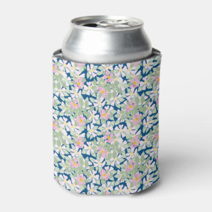 Hübsche, rosa Hunde-Rose auf Deep Blue Can Cooler Dosenkühler