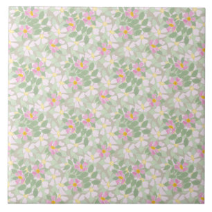 Hübsche Rosa Hunde-Rose auf Taupe-Muster Fliese