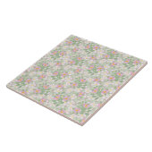 Hübsche Rosa Hunde-Rose auf Taupe-Muster Fliese (Seite)
