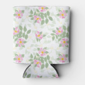 Hübsche, rosa Hunde-Rose auf weißem Dosen Dosenkühler (Vorderseite)