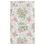 Hübsche, rosa Hundehunde-Rose auf weißem, kleinem Kleine Geschenktüte (Rückseite)