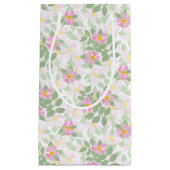 Hübsche, rosa Hundehunde-Rose auf weißem, kleinem Kleine Geschenktüte (Vorderseite)