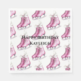 Hübsche Rosa Ice Skate Geburtstag Serviette