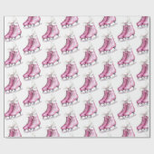Hübsche Rosa Ice Skate Weihnachten Geschenkpapier (Flach)