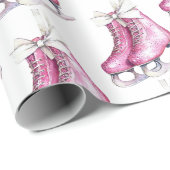 Hübsche Rosa Ice Skate Weihnachten Geschenkpapier (Rolleneckpunkt)