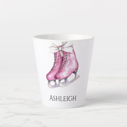 Hübsche Rosa Ice Skate Weihnachten Milchtasse (Vorderseite)