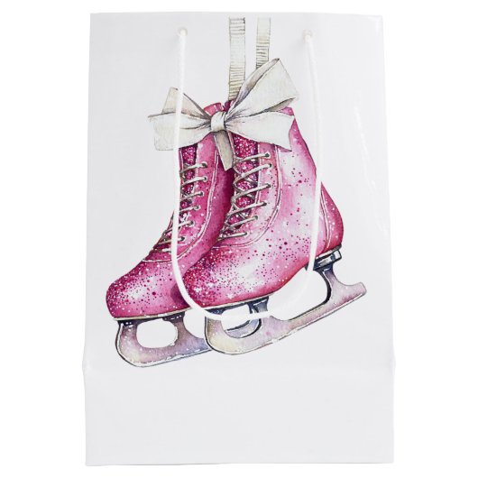 Hübsche Rosa Ice Skate Weihnachten Mittlere Geschenktüte (Rückseite)