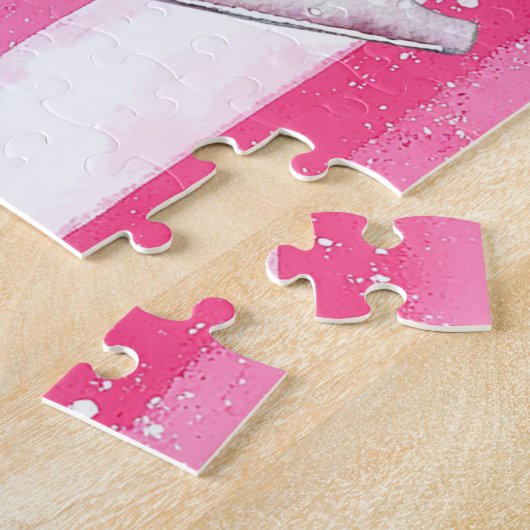 Hübsche Rosa Ice Skate Weihnachten Puzzle (Seite)