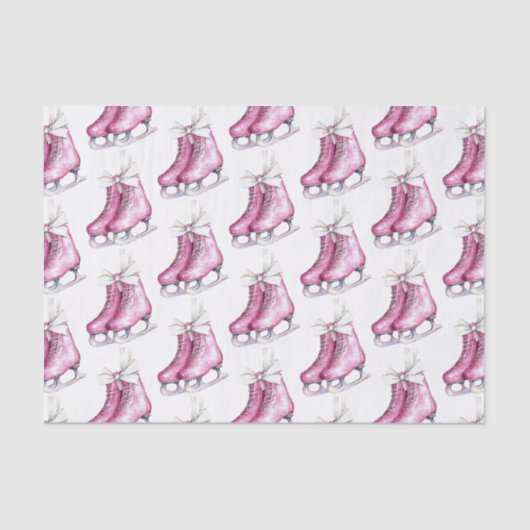 Hübsche Rosa Ice Skate Weihnachten Seidenpapier (Vorderseite)
