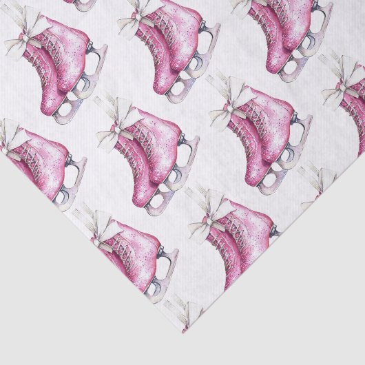 Hübsche Rosa Ice Skate Weihnachten Seidenpapier (Ausschnitt)